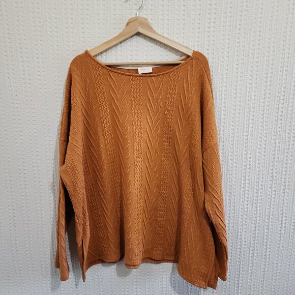 Hailey & Co Women's Plus Size Orange Cable Knit Light Sweater Size 2X - Picture 3 of 13